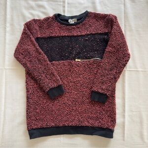 ASOS Burgundy and Black Textured Crewneck Sweater
